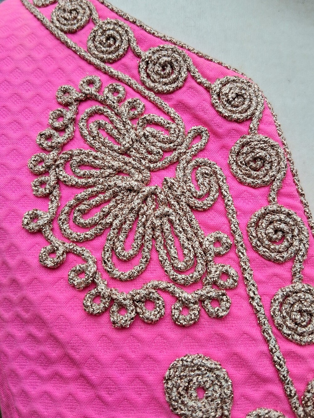 Lilly Pulitzer Gabby Shift Dress Pop Pink Metallic Gold Embroidery Size 0 - Picture 12 of 15